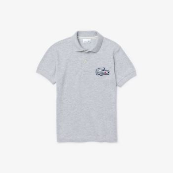 Lacoste Lacoste Regular fit Crocodile Flecked Cotton Piqué Polo Shirt Dětské - Polo Šedé | CZ-lVCFvg